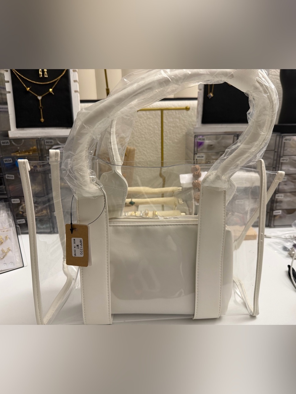 Clear Tote Bag with White Trim - Chic Women’s Carryall